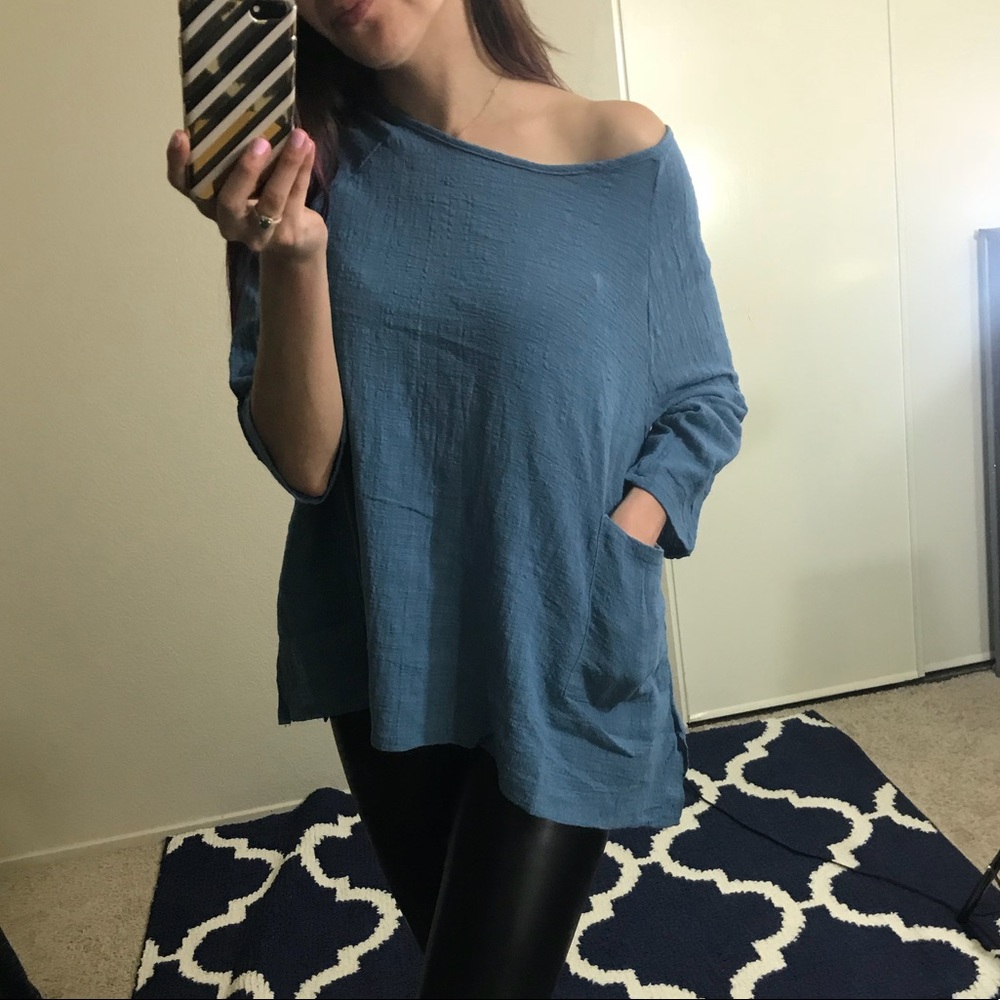 100% Cotton Denim Blue Blouse - Picture 6 of 7